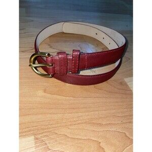 Vintage Coach Burgundy Leather Belt Solid Brass D-Ring Buckle USA Size 32 L